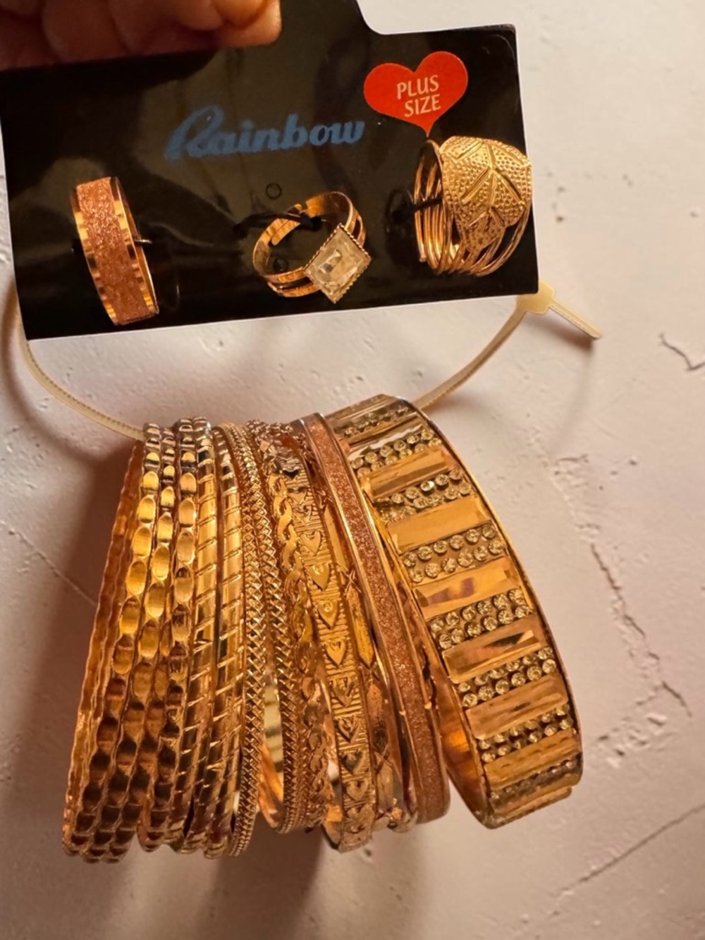 Rose Gold Bangle Set 20pc Stack Rings Plus Size Statement Jewelry